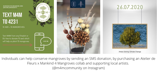 Individuals can help conserve mangroves by sending an SMS donation, by purchasing an Atelier de Fleurs x Mankind 4 Mangroves collab and supporting local artists. (@m4mcommunity on Instagram)